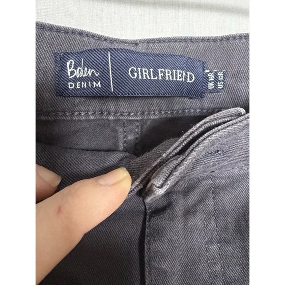 Boden Women's Size 10 Gray Stretch Cotton Floral Embroidered Girlfriend Jeans - Picture 7 of 13